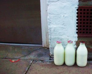 Glass milk bottle no plastic waste