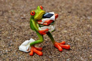 using a broker to rent an office in London frog carrying files