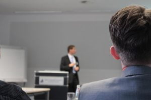 go to a lecture during London office space breaks