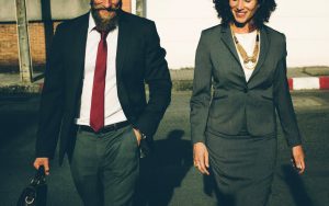 man and woman in a suit for offices in London